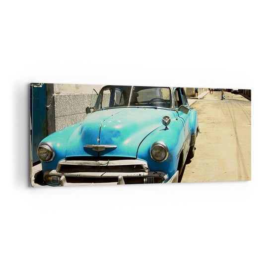 Obraz na płótnie - Evviva Cuba! - 100x40cm - Motoryzacja Samochód Kuba - Nowoczesny foto obraz w ramie do salonu do sypialni ARTTOR ARTTOR