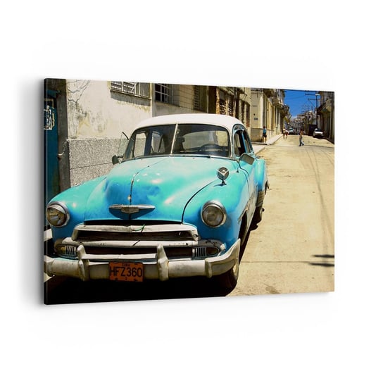 Obraz na płótnie - Evviva Cuba! - 100x70cm - Motoryzacja Samochód Kuba - Nowoczesny foto obraz w ramie do salonu do sypialni ARTTOR ARTTOR