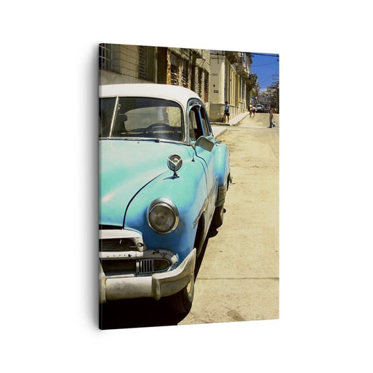 Obraz na płótnie - Evviva Cuba! - 50x70cm - Motoryzacja Samochód Kuba - Nowoczesny Canvas obraz do salonu do sypialni ARTTOR ARTTOR