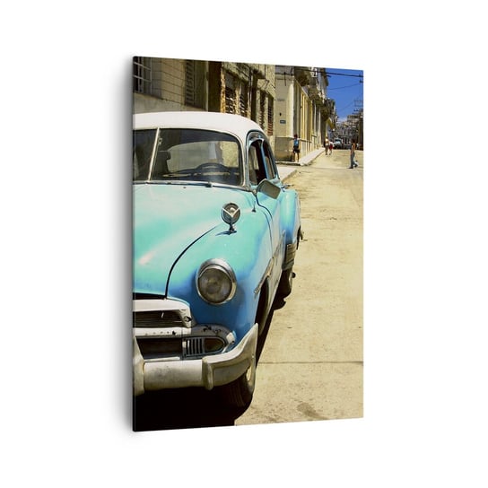Obraz na płótnie - Evviva Cuba! - 70x100cm - Motoryzacja Samochód Kuba - Nowoczesny foto obraz w ramie do salonu do sypialni ARTTOR ARTTOR