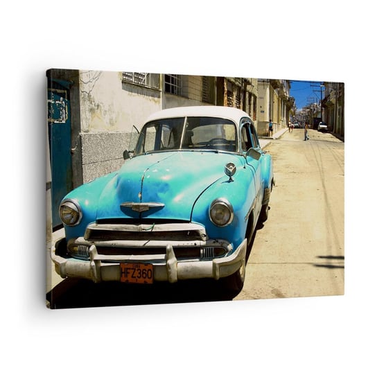 Obraz na płótnie - Evviva Cuba! - 70x50cm - Motoryzacja Samochód Kuba - Nowoczesny Canvas obraz do salonu do sypialni ARTTOR ARTTOR