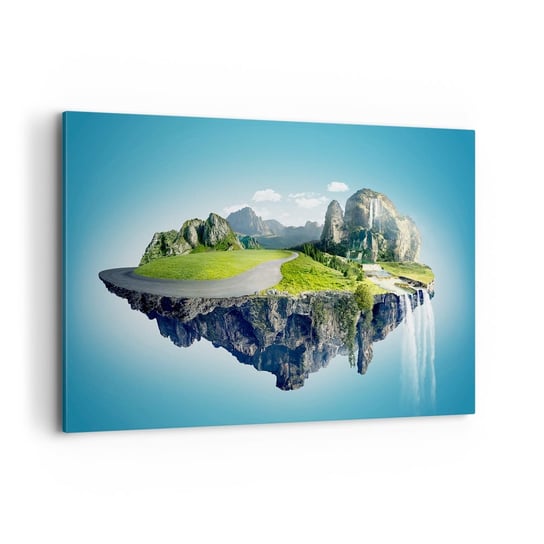 Obraz na płótnie - Fantastyczna wyspa - 120x80cm - Fantasy Krajobraz Wodospad - Nowoczesny obraz na ścianę do salonu do sypialni ARTTOR ARTTOR