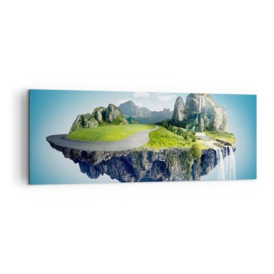 Obraz na płótnie - Fantastyczna wyspa - 140x50cm - Fantasy Krajobraz Wodospad - Nowoczesny Canvas obraz do salonu do sypialni ARTTOR ARTTOR