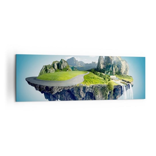 Obraz na płótnie - Fantastyczna wyspa - 160x50cm - Fantasy Krajobraz Wodospad - Nowoczesny foto obraz w ramie do salonu do sypialni ARTTOR ARTTOR