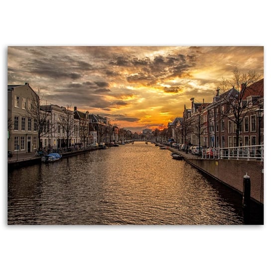 Obraz na płótnie FEEBY, Amsterdam rzeka miasto 100x70 Feeby