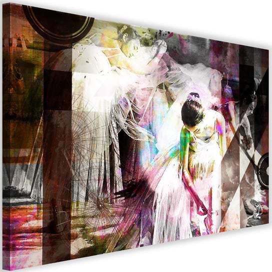 Obraz na płótnie FEEBY, Baletnica Abstrakcja Kolorowy 90x60 Feeby