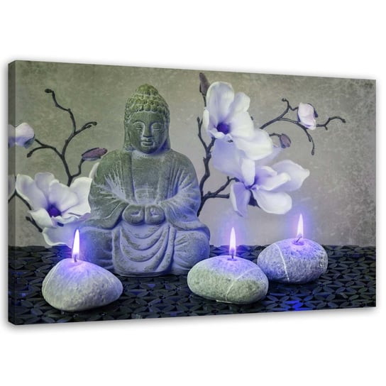 Obraz na płótnie FEEBY, Budda z orchideami i świeczkami 60x40 Feeby