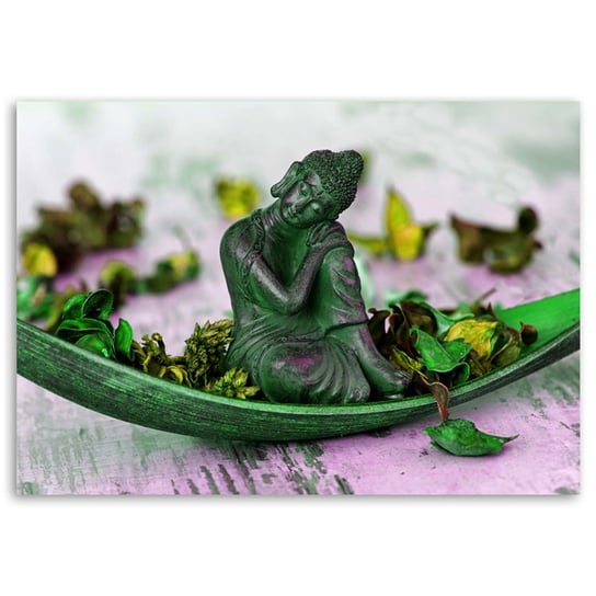 Obraz na płótnie FEEBY, Buddha AZJA INDIE RELIGIA zielony 100x70 Feeby