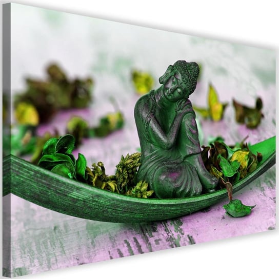 Obraz na płótnie FEEBY, Buddha AZJA INDIE RELIGIA zielony 120x80 Feeby