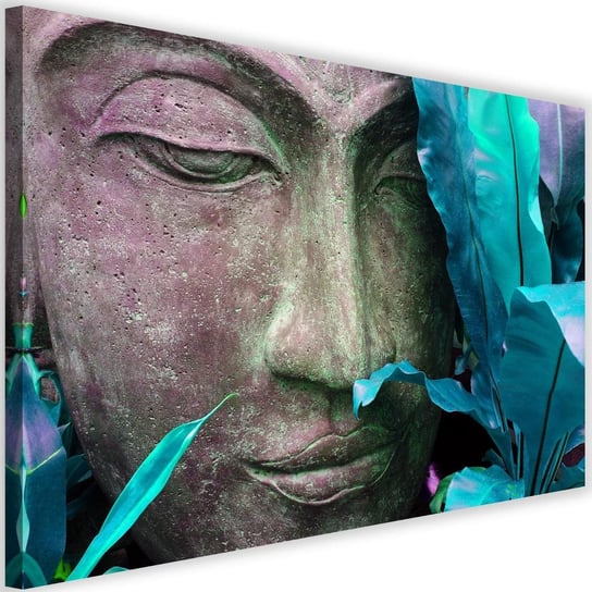 Obraz na płótnie FEEBY, Buddha i turkusowy Liść 120x80 Feeby