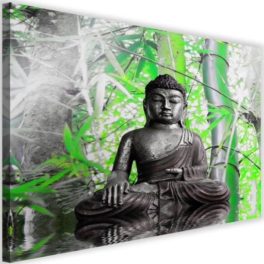 Obraz na płótnie FEEBY, Buddha i zielone liście 60x40 Feeby