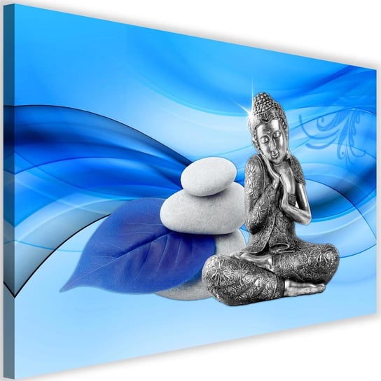 Obraz na płótnie FEEBY, Buddha Kamień Niebieskie tło 90x60 Feeby