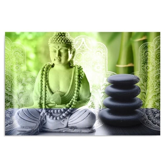 Obraz na płótnie FEEBY, Buddha Kamienie Zielony 80x60 Feeby