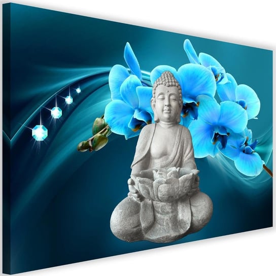 Obraz na płótnie FEEBY, Buddha Niebieski Storczyk 120x80 Feeby