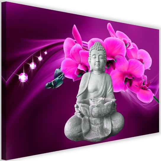 Obraz na płótnie FEEBY, Buddha Różowa Orchidea 120x80 Feeby