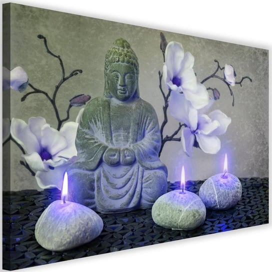 Obraz na płótnie FEEBY, Buddha świeca orchidea zen 60x40 Feeby