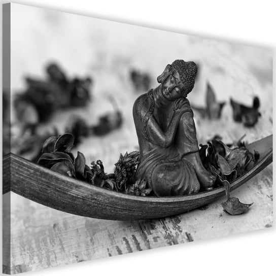 Obraz na płótnie FEEBY, Buddha zen czarno biały 90x60 Feeby