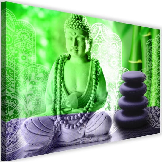 Obraz na płótnie FEEBY, Buddha zielony zen spa 60x40 Feeby