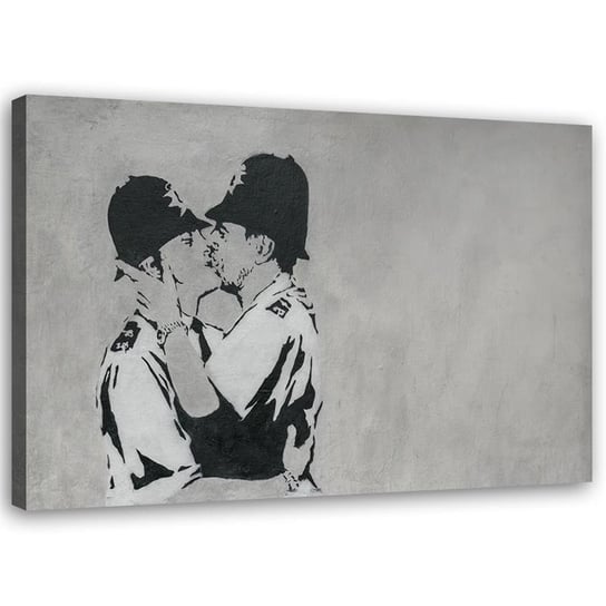 Obraz na płótnie FEEBY, Całujący się policjanci mural Banksy 60x40 Feeby