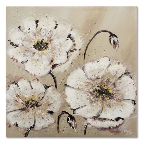 Obraz na płótnie FEEBY Canvas, Trzy kwiaty i pąki, 90x90 cm Feeby