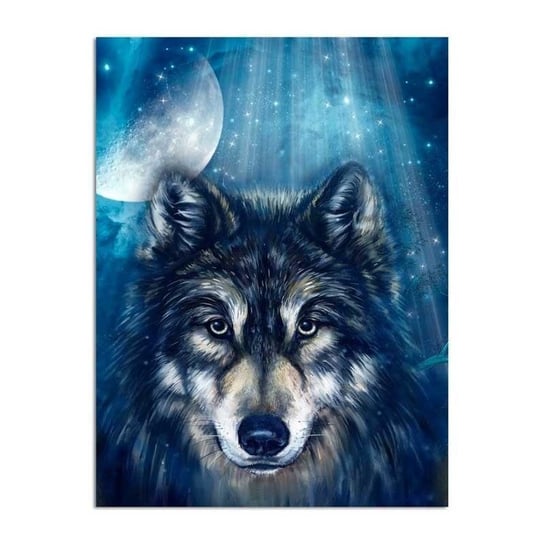 Obraz na płótnie FEEBY Canvas, Wilk podczas pełni księżyca, 50x70 cm Feeby