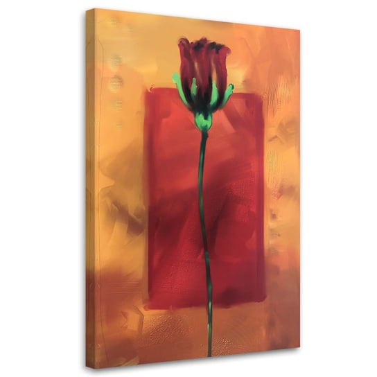 Obraz na płótnie FEEBY, Czerwona róża jak ręcznie malowana 40x60 Feeby