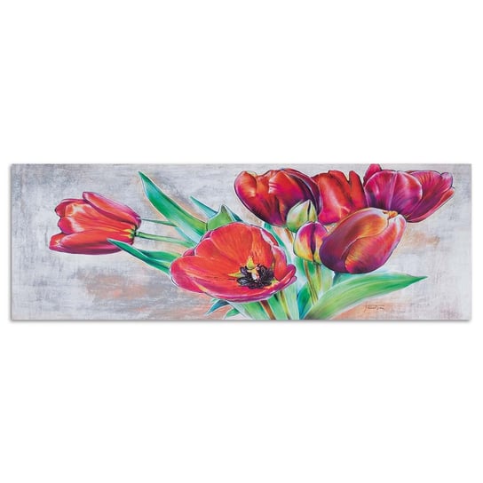 Obraz na płótnie FEEBY, Czerwone Tulipany Kwiaty 120x40 Feeby