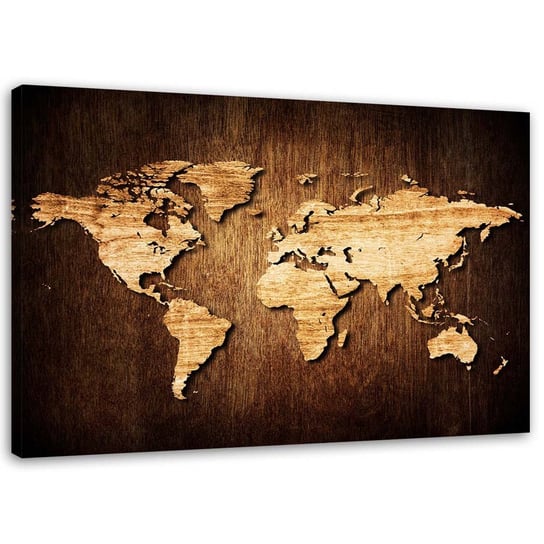 Obraz na płótnie FEEBY, Drewniana mapa świata 100x70 Feeby