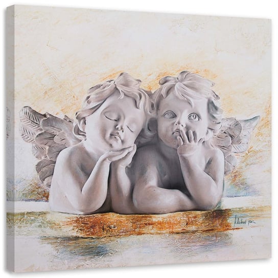 Obraz na płótnie FEEBY, Dwa młode aniołki 40x40 Feeby