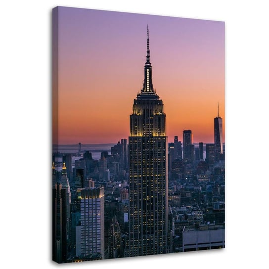 Obraz na płótnie FEEBY, Empire State Building o zachodzie słońca 60x90 Feeby