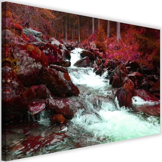 Obraz na płótnie FEEBY, Górski potok Las czerwony 120x80 Feeby