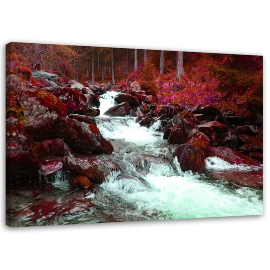 Obraz na płótnie FEEBY, Górski potok w czerwieni 60x40 Feeby