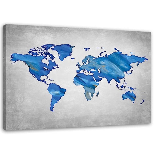 Obraz na płótnie FEEBY, Granatowa mapa świata na betonie 120x80 Feeby