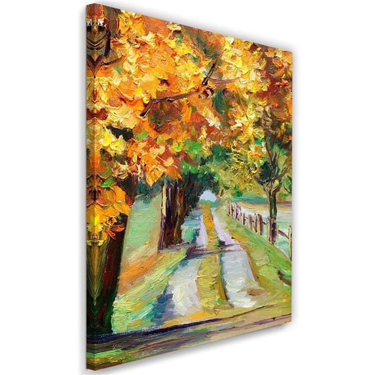 Obraz na płótnie FEEBY, Jesienna droga jak ręcznie malowana 70x100 Feeby