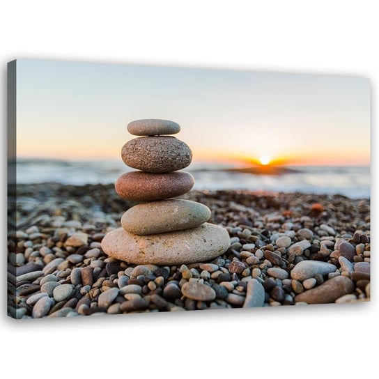 Obraz na płótnie FEEBY, Kamienie Zen Plaża Brązowy 60x40 Feeby