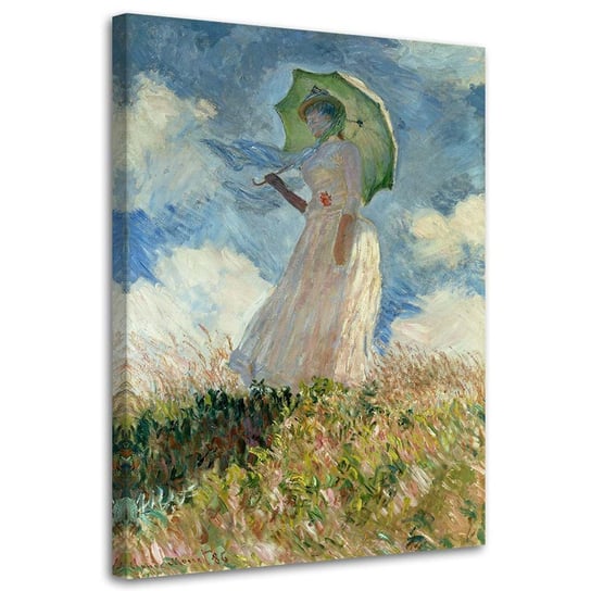 Obraz na płótnie FEEBY, Kobieta z parasolem obrócona w lewo - C. Monet reprodukcja 80x120 Feeby