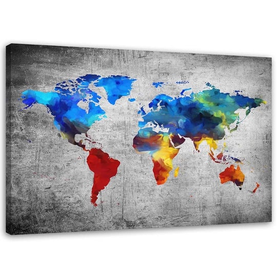 Obraz na płótnie FEEBY, Kolorowa Mapa Świata 100x70 Feeby