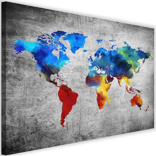Obraz na płótnie FEEBY, Kolorowa Mapa Świata 60x40 Feeby
