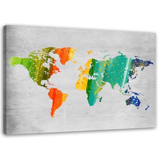 Obraz na płótnie FEEBY, Kolorowa mapa świata 90x60 Feeby