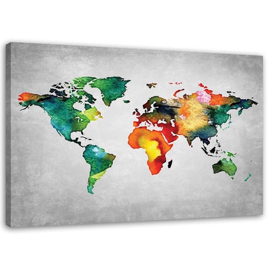 Obraz na płótnie FEEBY, Kolorowa mapa świata na betonie 100x70 Feeby