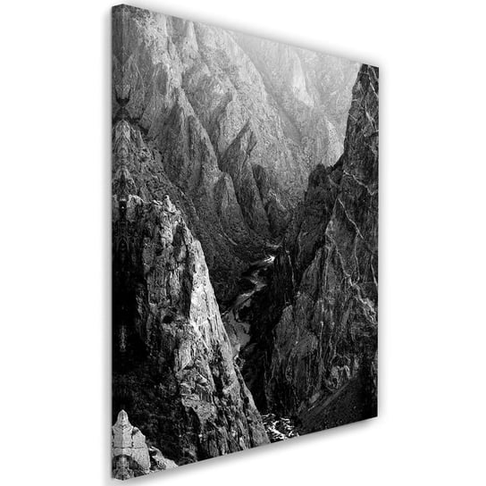 Obraz na płótnie FEEBY, Krajobraz Góry Czarno Biały 60x90 Feeby