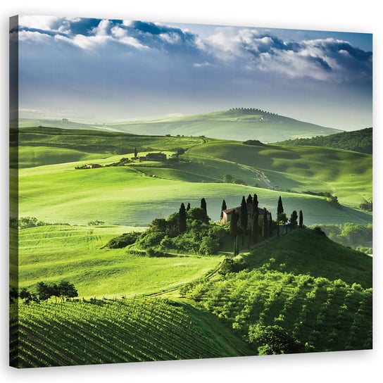 Obraz na płótnie FEEBY, Krajobraz Toskania Zielony 80x80 Feeby