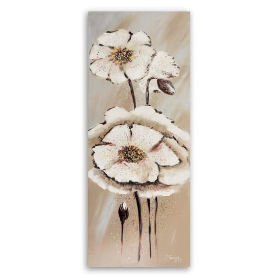 Obraz na płótnie FEEBY, Kwiat Malowany Beżowy 20x50 Feeby