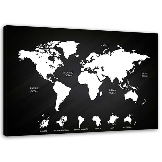 Obraz na płótnie FEEBY, Mapa świata i kontynenty 120x80 Feeby
