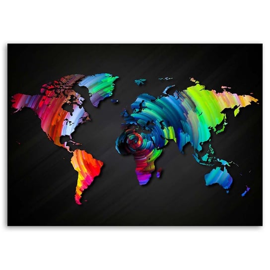 Obraz na płótnie FEEBY, Mapa Świata Kolor 100x70 Feeby