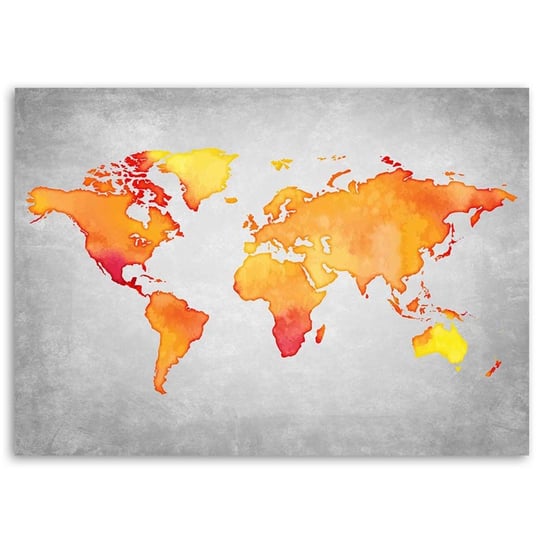 Obraz na płótnie FEEBY, Mapa Świata Pomarańczowy 100x70 Feeby