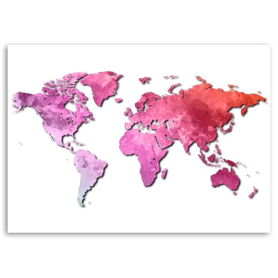 Obraz na płótnie FEEBY, Mapa Świata Różowy 100x70 Feeby