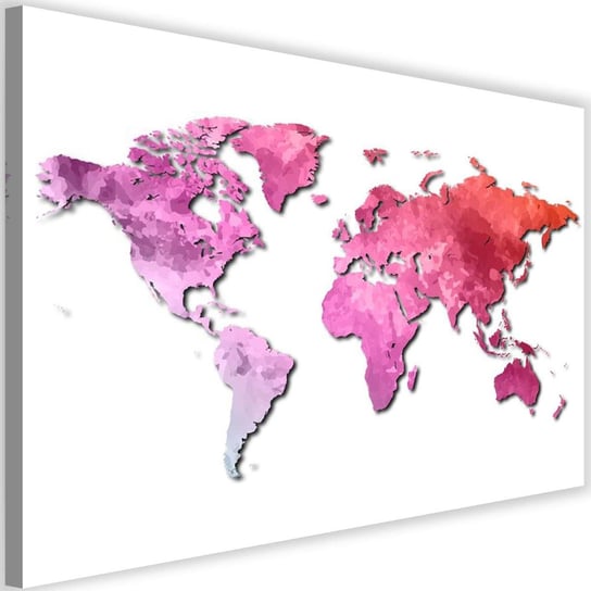 Obraz na płótnie FEEBY, Mapa Świata Różowy 60x40 Feeby