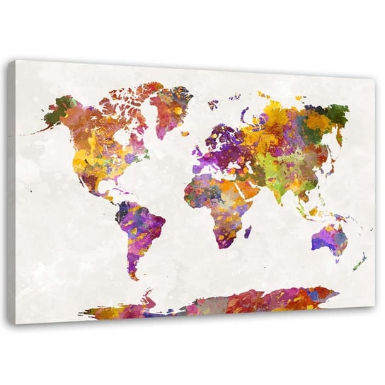 Obraz na płótnie FEEBY, Mapa świata z akwarelowych plam 100x70 Feeby