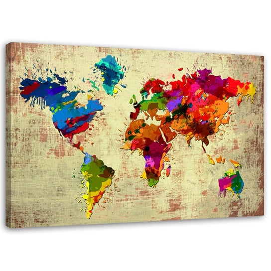 Obraz na płótnie FEEBY, Mapa świata z kolorów 100x70 Feeby